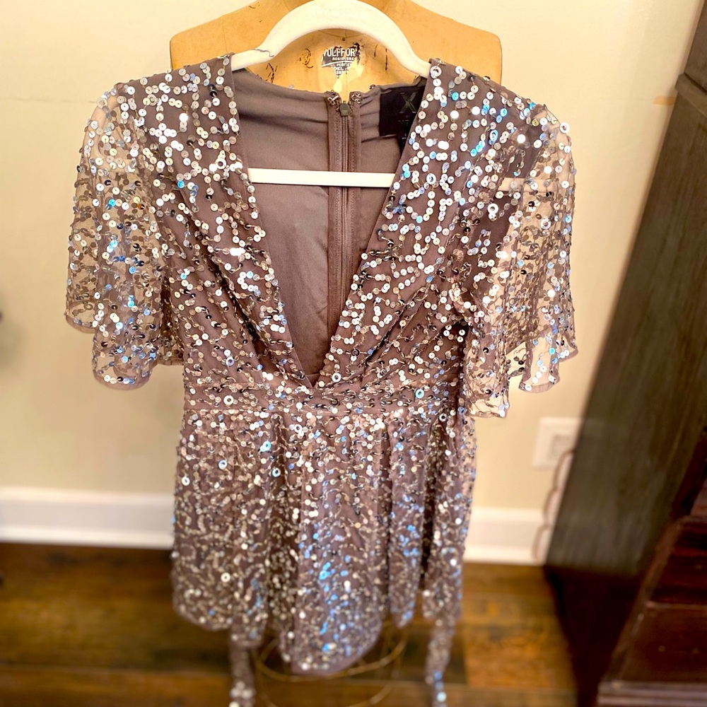 Silver Sequins Romper Shorts